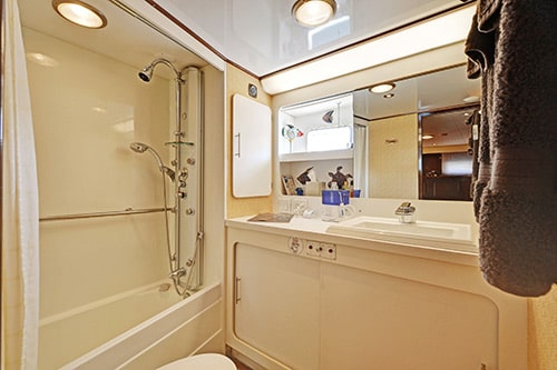 The Master Suite Head aboard Northern Light charter yacht in the San Juan Islands