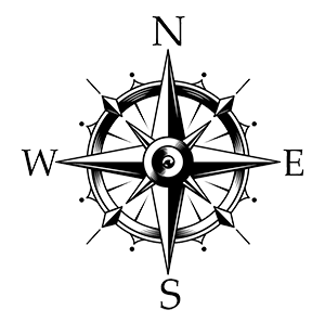 A nautical compass